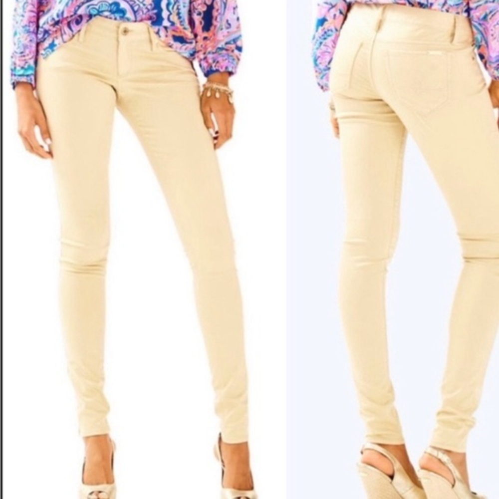 Lilly Pulitzer Worth skinny jeans pants beige gold 4